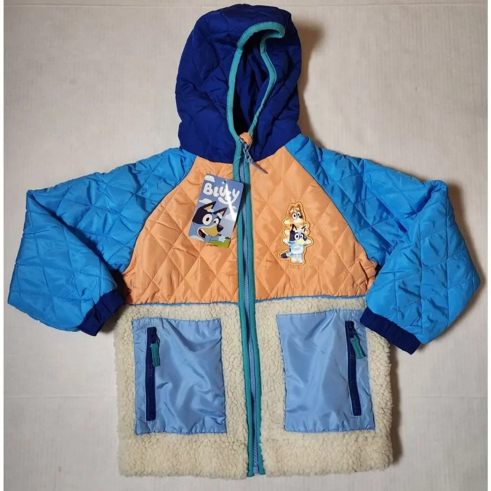 Bluey Girls Quilted Hooded Jacket Size 6/7